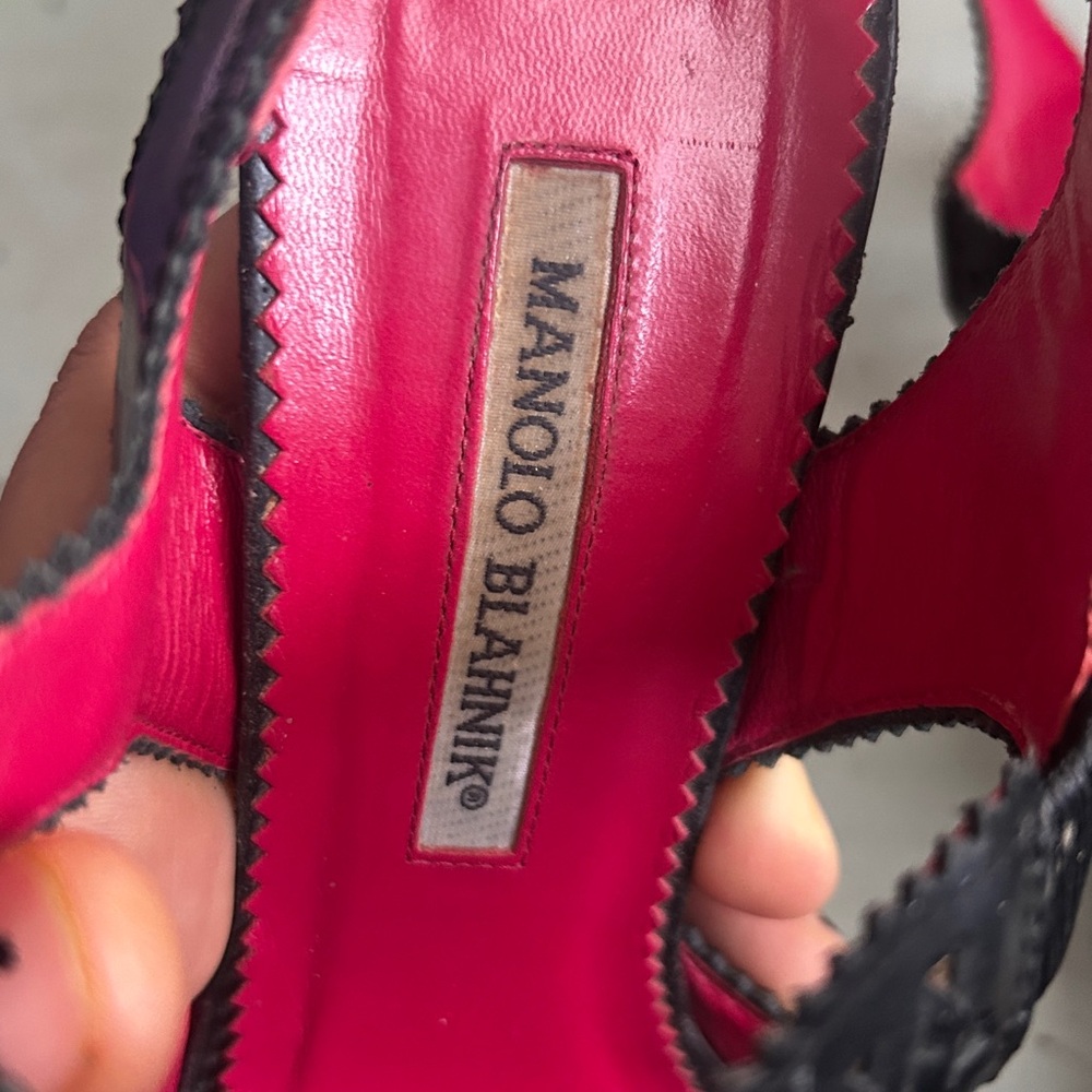 Manolo Blahnik Black and Pink Heels